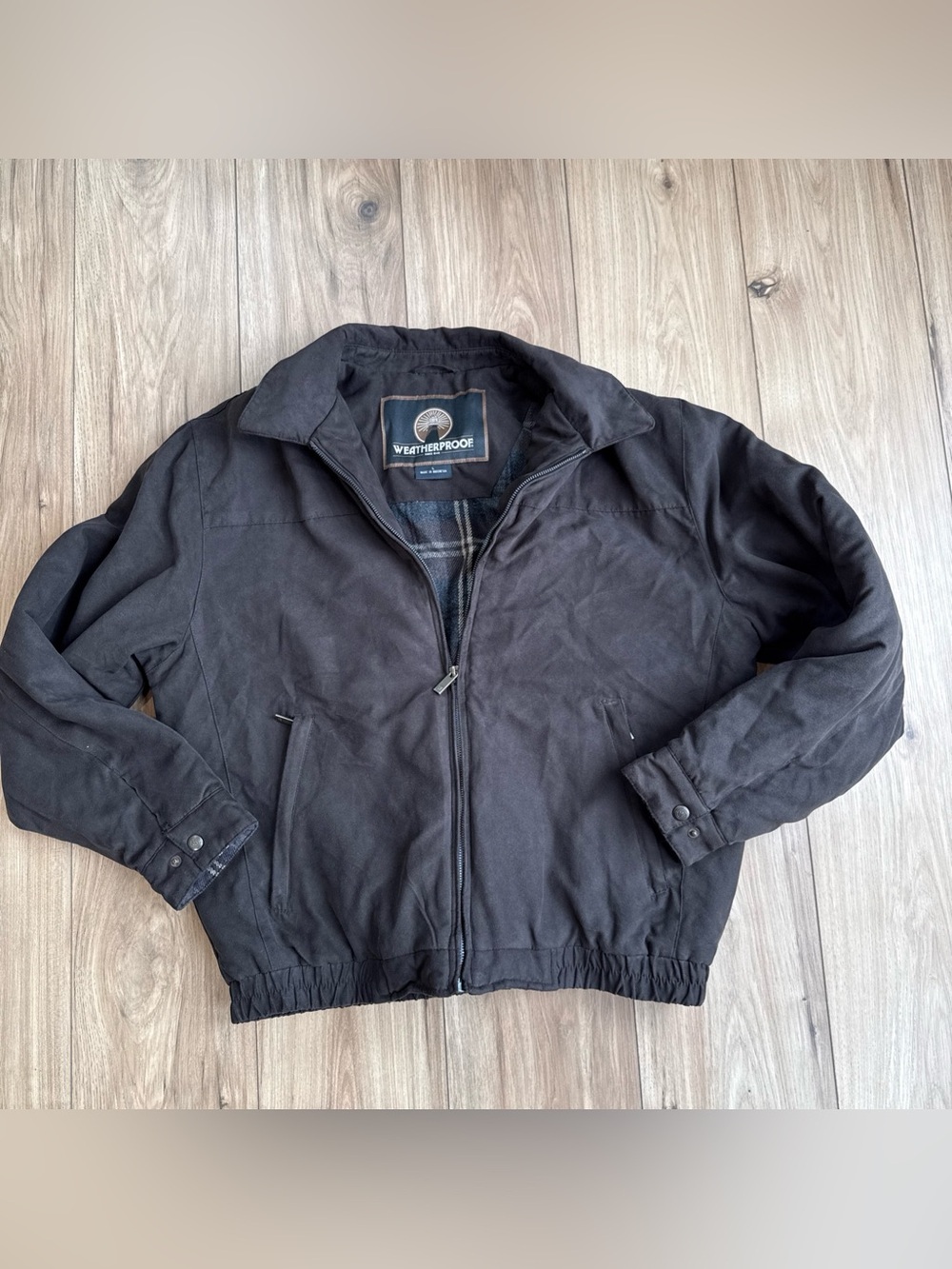 Weatherproof Garment Company Mens Brown Microfiber Bomber Jacket Large Soft Shel